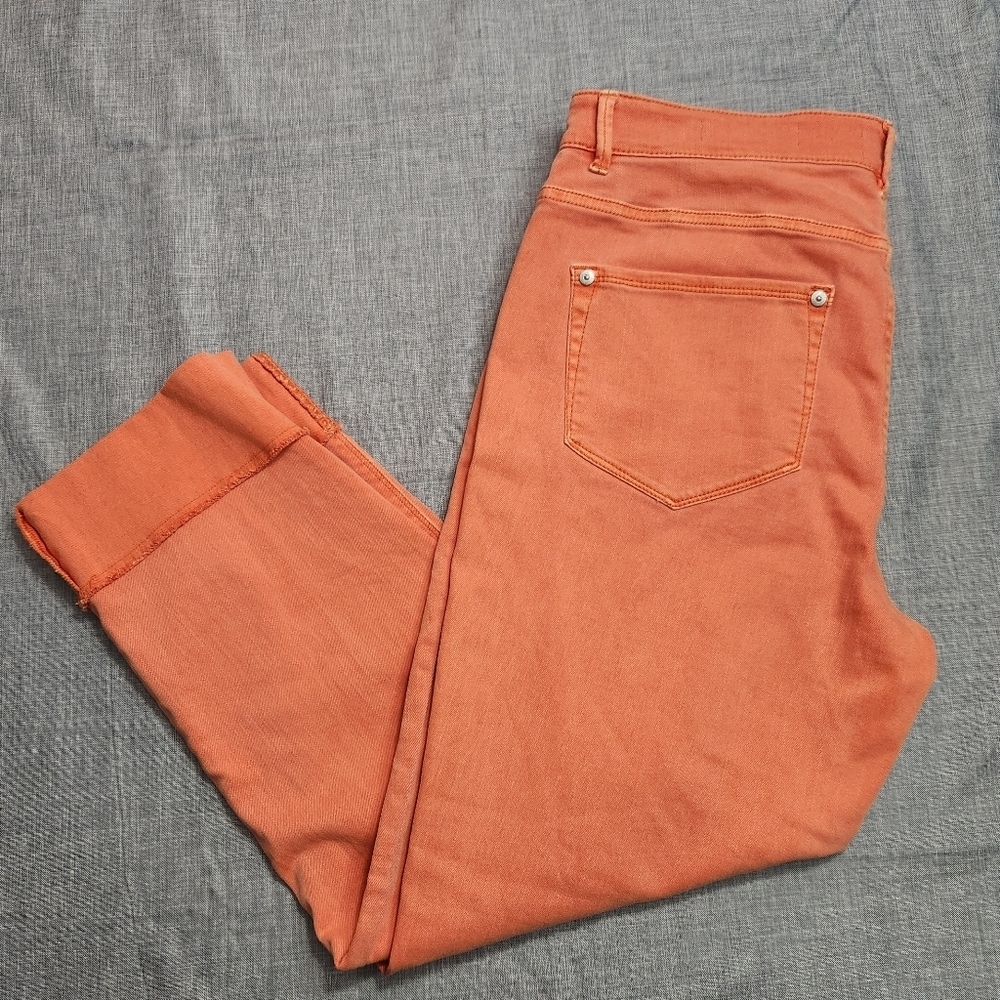 J.Jill Women’s Coral Authentic Fit Cropped Raw Hem Cotton Spandex Denim size 10 - Picture 13 of 13